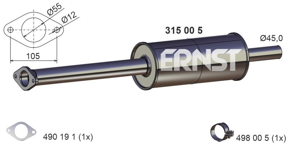 Original 315005 ERNST Front silencer experience and price