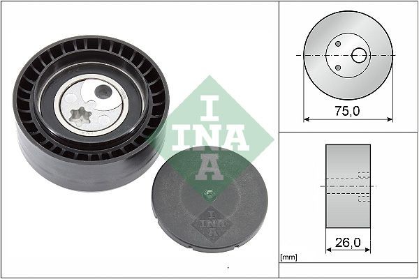 INA Ø: 75mm, Width: 26mm Tensioner pulley, v-ribbed belt 531 0930 10 buy