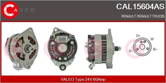 CASCO 24V, 60A, CPA0116, mit integriertem Regler Lichtmaschine CAL15604AS kaufen