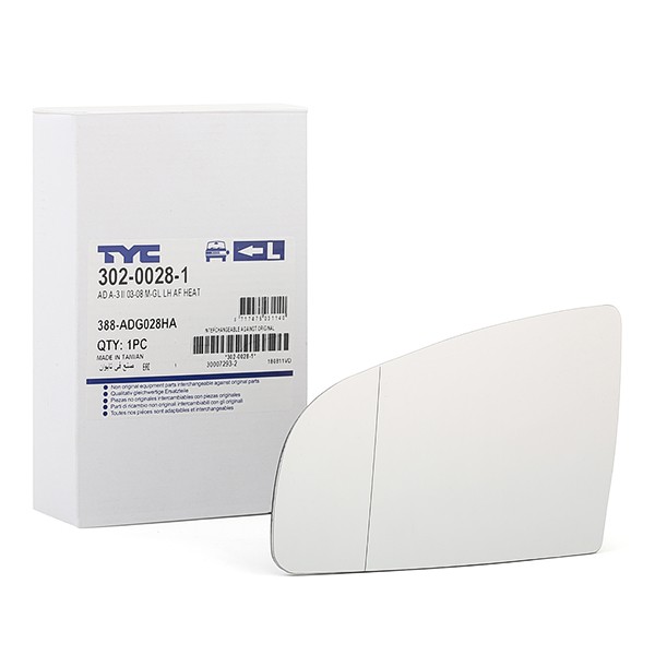 TYC Miroir De Rétroviseur AUDI 302-0028-1 8E0857535C,8E0857535E Glace Retroviseur,Verre De Rétrovise