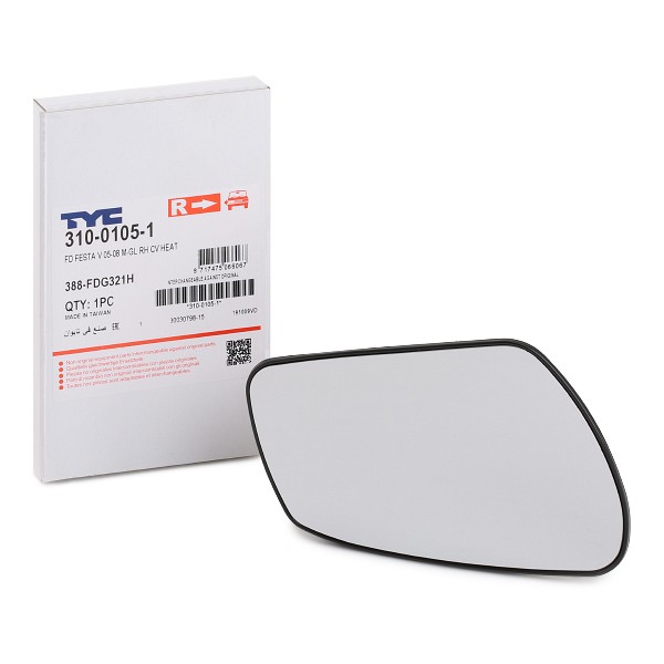 TYC Miroir De Rétroviseur FORD 310-0105-1 1363672,6S6117K740AA Glace Retroviseur,Verre De Rétroviseu