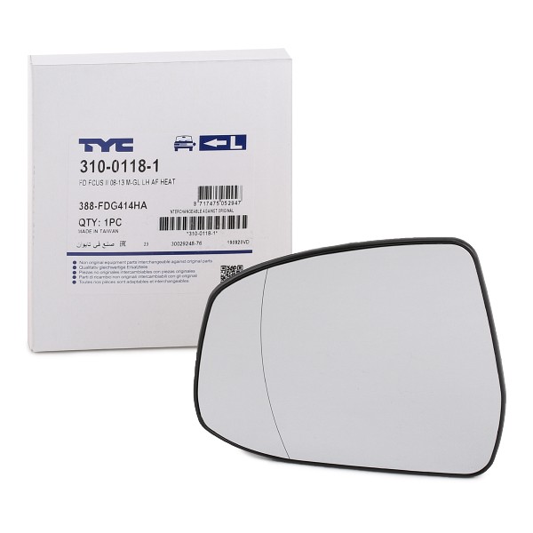 TYC Miroir De Rétroviseur FORD 310-0118-1 1469511,1538212,7S7117K741AA 8M5117K741AA