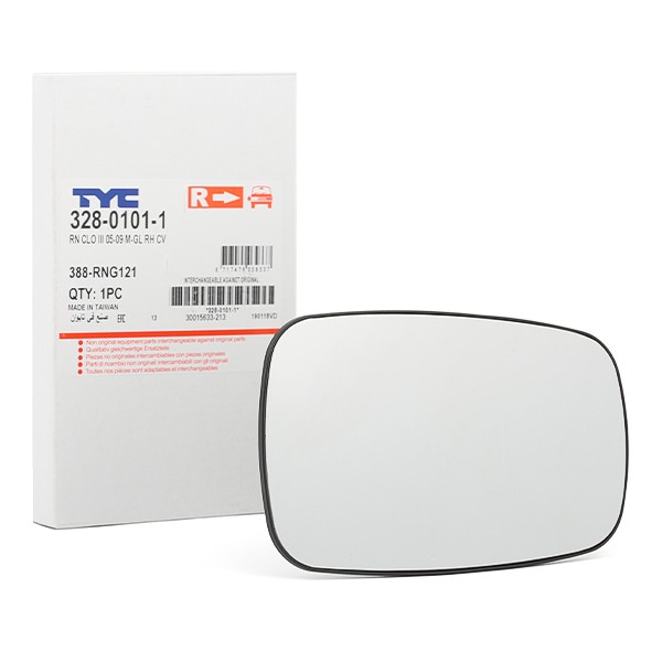 TYC 328-0101-1 Spiegelglas, Außenspiegel rechts ▷ AUTODOC Preis