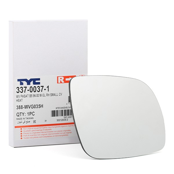 TYC 337-0037-1 Mirror Glass, outside mirror Right