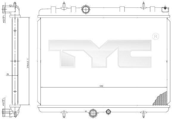 TYC 376 x 542 x 26 mm, Automatic Transmission, Brazed cooling fins Radiator 705-0065 buy