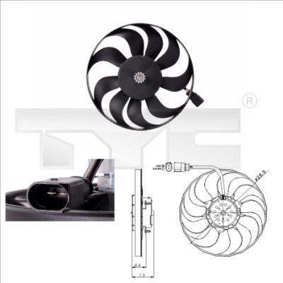 TYC 802-0001 Fan, radiator 1K0959455C