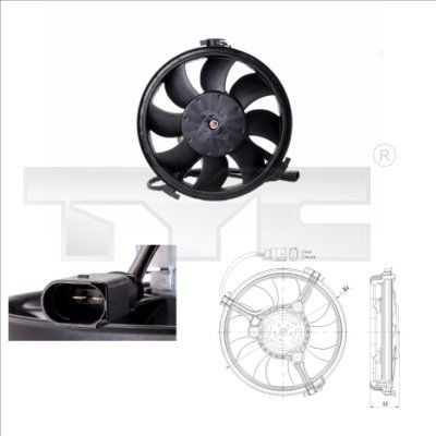 TYC Ø: 280 mm, 380W, without radiator fan shroud Cooling Fan 802-0002 buy