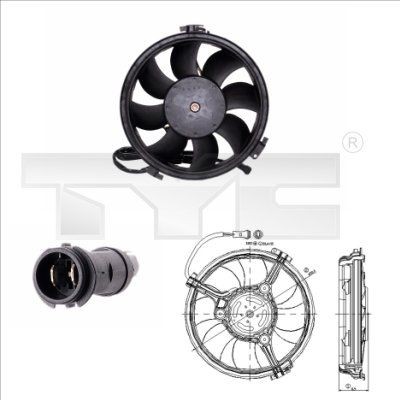 Cooling fan assembly TYC Ø: 280 mm, 380W, without radiator fan shroud - 802-0005