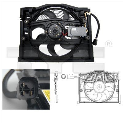 TYC 803-0007 Fan, radiator for vehicles with air conditioning, Ø: 420 mm, 450W, with radiator fan shroud, with control unit