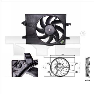 810-0025 TYC Cooling fan FORD USA for vehicles with air conditioning, Ø: 360 mm, 300W, with radiator fan shroud, with load resistor