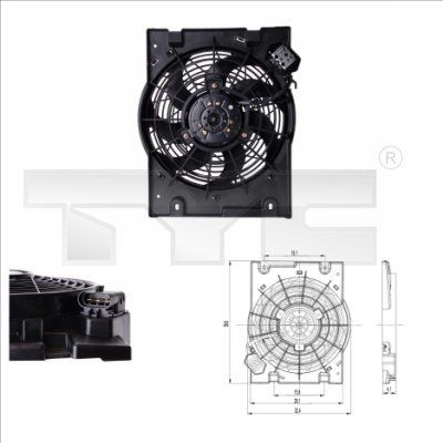 825-0014 TYC Cooling fan OPEL Ø: 360 mm, 160W, with radiator fan shroud, with load resistor