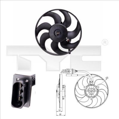 831-0009 TYC Cooling fan VW Ø: 310 mm, 300W, without radiator fan shroud, with load resistor