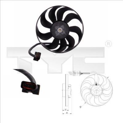 TYC 837-0001 Fan, radiator 1J0 959 455 M