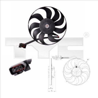 TYC 837-0005 Fan, radiator Ø: 290 mm, 180W, without radiator fan shroud, with load resistor