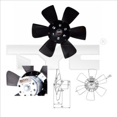 TYC 837-0007 Fan, radiator Ø: 280 mm, 160W, without radiator fan shroud