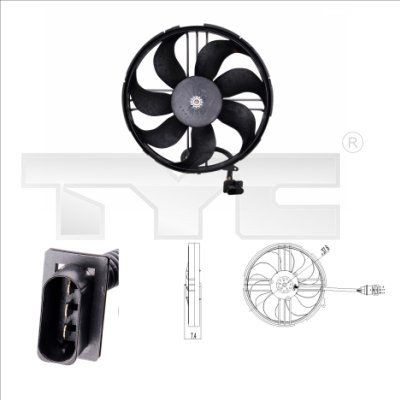 837-0018 TYC Cooling fan VW Ø: 345 mm, 310W, without radiator fan shroud