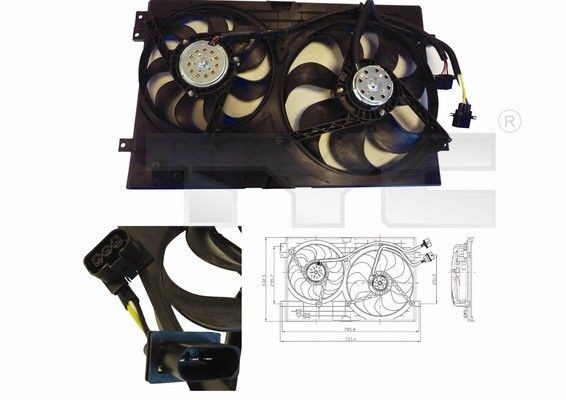 TYC D1: 345 mm, 260W, with radiator fan shroud, with load resistor Cooling Fan 837-0024 buy