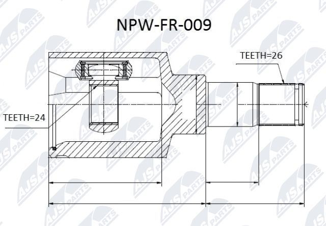 NTY Front Axle Left, transmission sided CV joint NPW-FR-009 buy