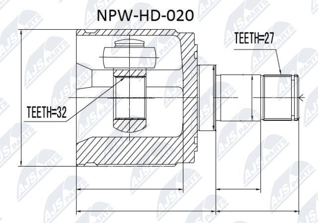 NTY Front Axle Right, transmission sided External Toothing wheel side: 27 CV joint NPW-HD-020 buy