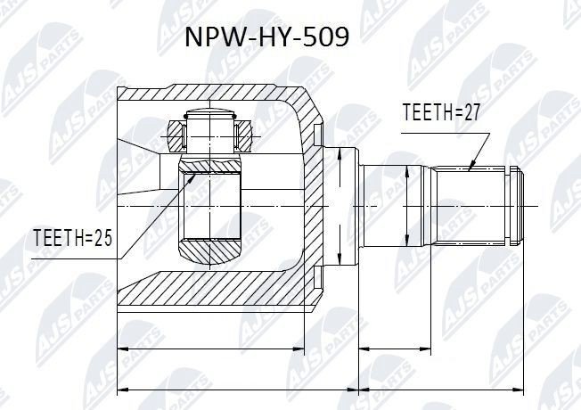 NTY NPW-HY-509 Joint kit, drive shaft 49500 2E500
