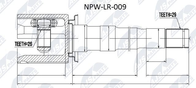 NTY NPW-LR-009 Joint kit, drive shaft LR0 72070