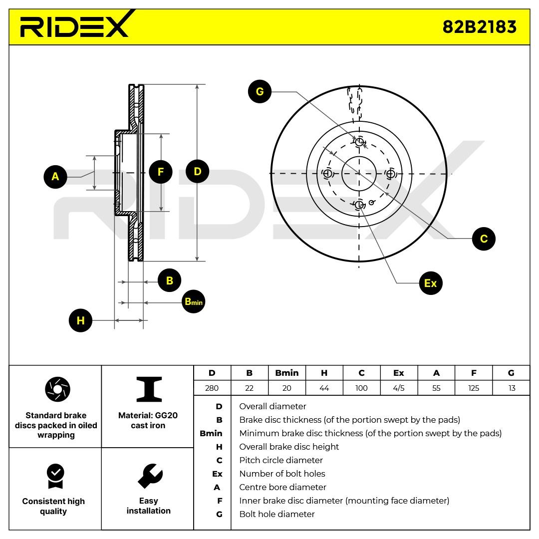RIDEX Brake discs 82B2183 buy online