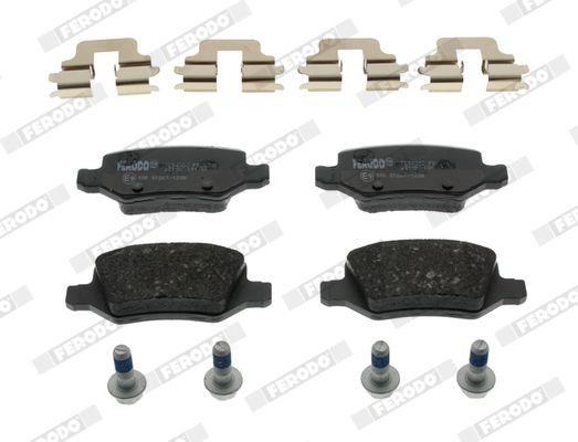 FDB1782 Set of brake pads FDB1782 FERODO not prepared for wear indicator, with brake caliper screws, with accessories