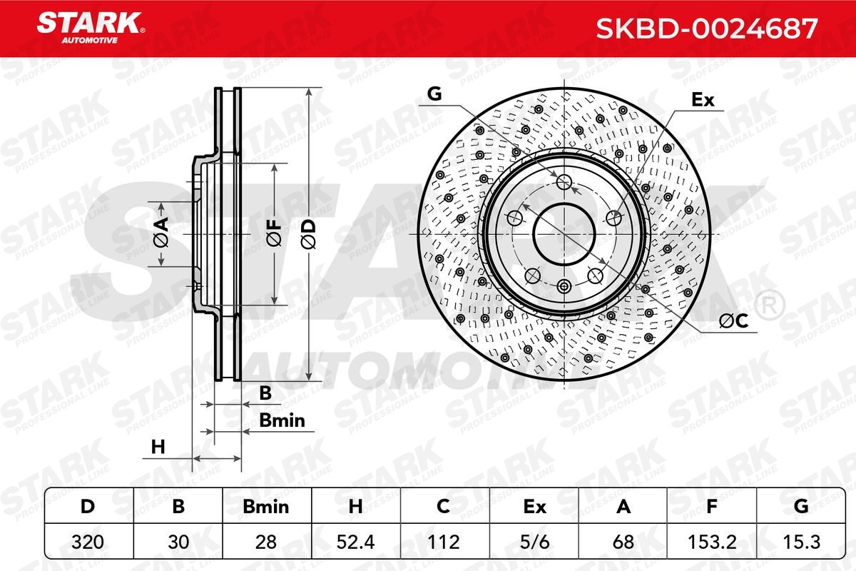 SKBD-0024687 Brake discs SKBD-0024687 STARK Front Axle, 320x30mm, 5/6, perforated/vented