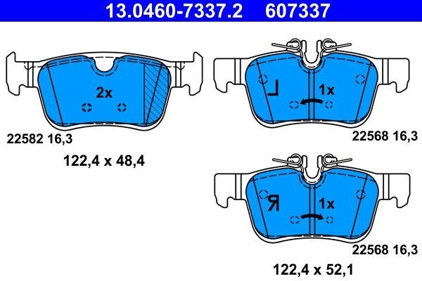 13.0460-7337.2 Set of brake pads 13.0460-7337.2 ATE prepared for wear indicator, excl. wear warning contact