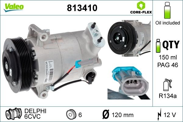 VALEO 813410 Air conditioning compressor Opel Insignia A g09 1.6 Turbo 180 hp Petrol 2009 price