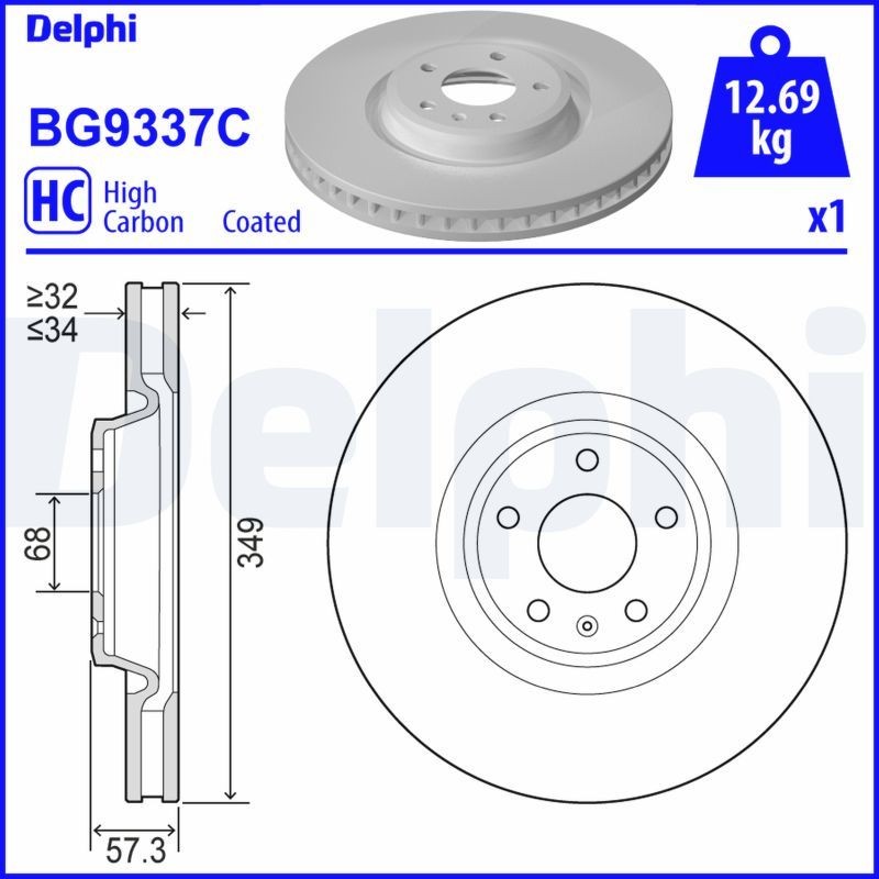 Original DELPHI Brake disc kit BG9337C for AUDI A5