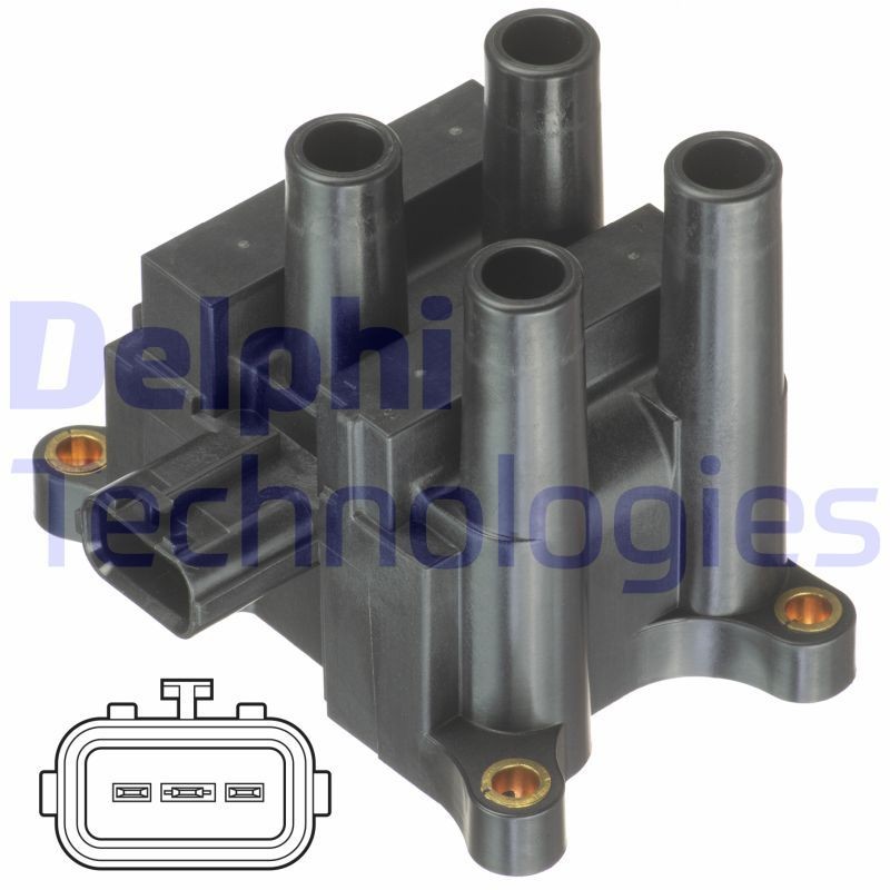 DELPHI GN10832-12B1 Ignition coil 3-pin connector, 12V, Connector Type SAE