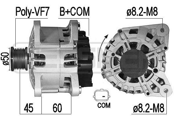 Alternators ERA 14V, 120A, B+COM, Ø 50 mm - 209524A
