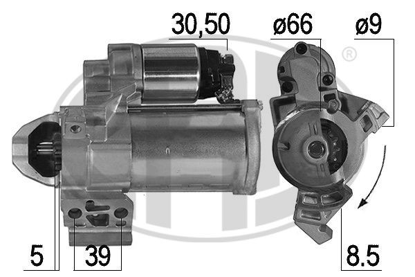 ERA 221007A Starter motor 12V, 1,4kW, Number of Teeth: 12, 30-50, Ø 66 mm