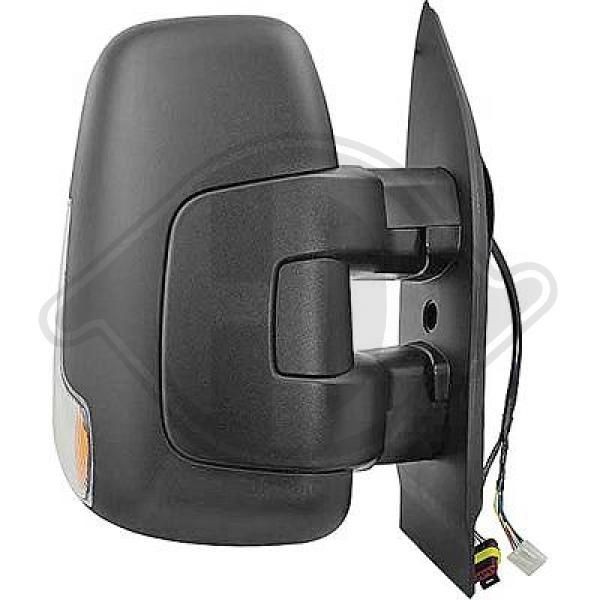 DIEDERICHS 3590026 Wing mirror Right, Complete Mirror, Convex, Heatable, for electric mirror adjustment, Short mirror arm, with wide angle mirror