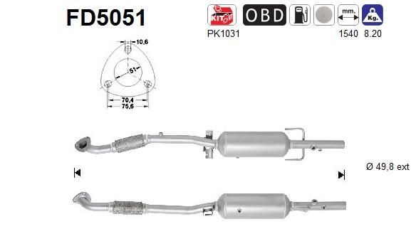 AS FD5051 DPF OPEL Astra Classic Saloon (A04) 1.7 CDTI 125 hp Diesel 2020 price