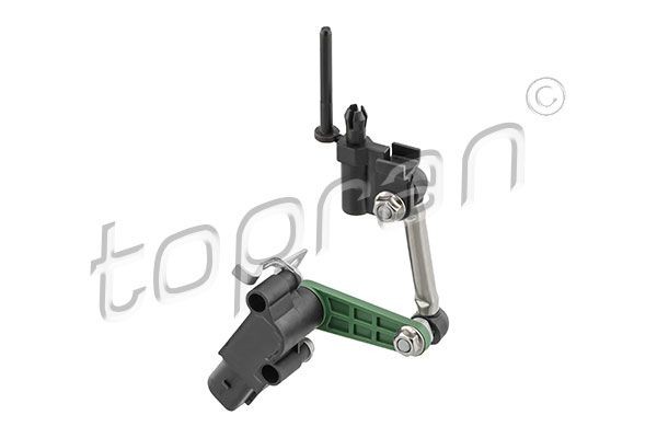 Sensor, xenon light (headlight range adjustment) TOPRAN Front Axle Left, with holder, with rod assembly, with coupling rod - 117 318