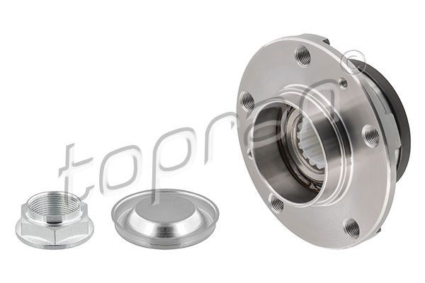 Wheel hub bearing kit TOPRAN Rear Axle Left, Rear Axle Right, with grease cap, with nut, Wheel Bearing integrated into wheel hub, 128 mm - 634 160