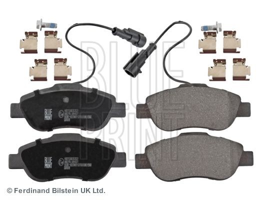 BLUE PRINT ADF124239 Brake pad set Front Axle, incl. wear warning contact, with anti-squeak plate, with brake caliper screws, with fastening material