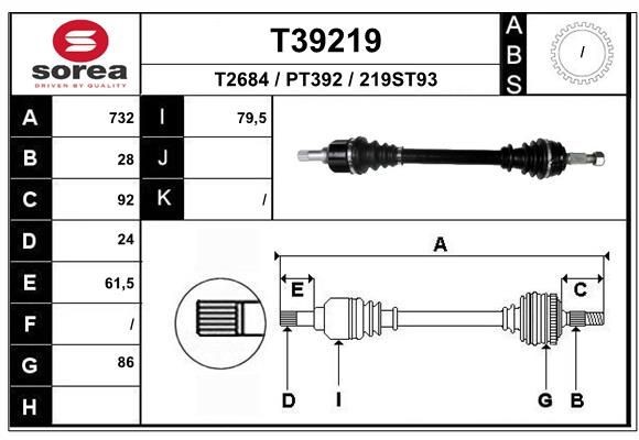 T2684 EAI T39219 Joint kit, drive shaft 9821573080