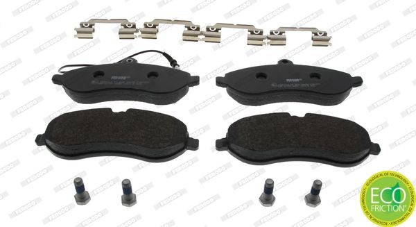 FVR1771 Set of brake pads 24595 FERODO incl. wear warning contact, with brake caliper screws, with piston clip, with accessories