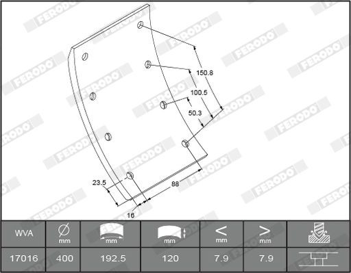 17016 FERODO PREMIER Brake Lining Kit, drum brake K17016.1-F3670 buy