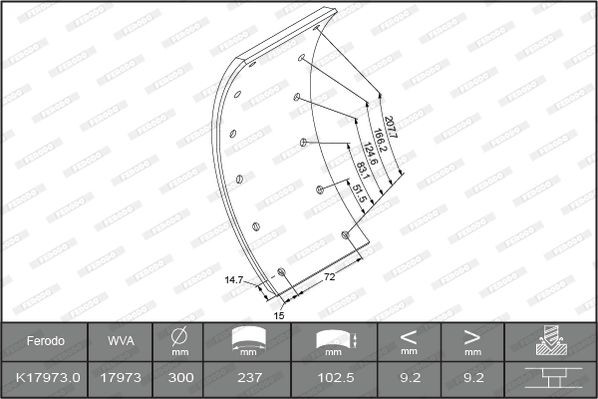 FERODO Brake Lining Kit, drum brake K17973.0-F3658 suitable for MERCEDES-BENZ T2