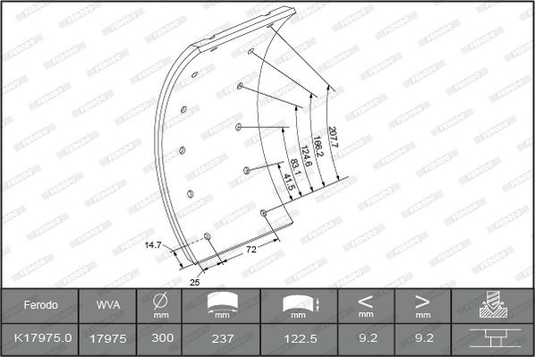 FERODO Brake Lining Kit, drum brake K17975.0-F3549 suitable for MERCEDES-BENZ T2