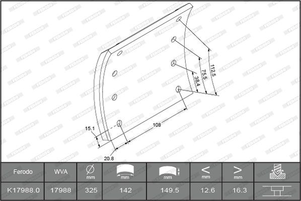 17988 FERODO PREMIER K17988.0-F3661 Brake Lining Kit, drum brake 81 50221 6031