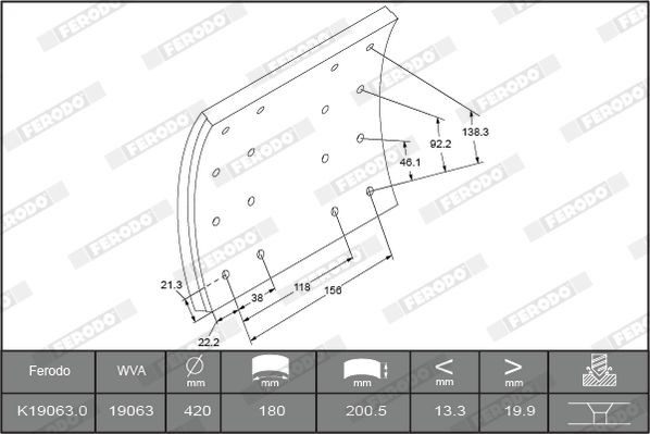 K19063.1-F3658 FERODO Bremsbelagsatz, Trommelbremse für DAF online bestellen