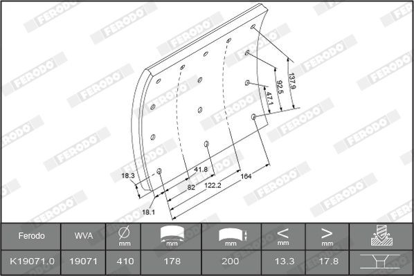 K19071.1-F3526 FERODO Bremsbelagsatz, Trommelbremse für VOLVO online bestellen
