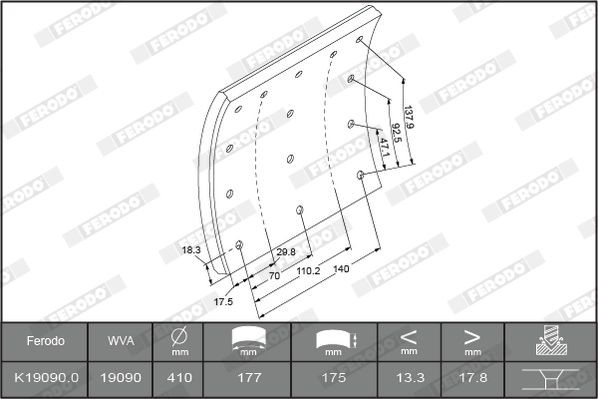 K19090.2-F3526 FERODO Bremsbelagsatz, Trommelbremse für VOLVO online bestellen