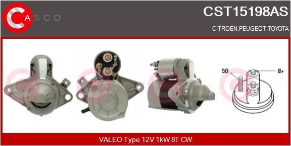 CST15198AS CASCO Starter FORD USA 12V, 1kW, Number of Teeth: 8, CPS0067, M8, Ø 74 mm