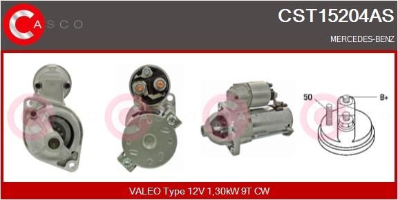 CASCO CST15204AS Starter motor 12V, 1,30kW, Number of Teeth: 9, CPS0067, M8, Ø 70 mm